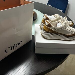 Chloe Cream and Brown Sneakers